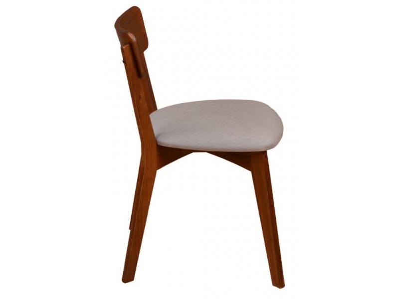 2 Cadeiras de madeira cor amendoado e estofado cinza | Scandian 